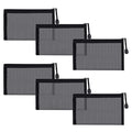 Small Mesh Cosmetic Bags, 6pcs Nylon Makeup Pouches with Zipper for Home Office Purse Diaper Bag (Black)