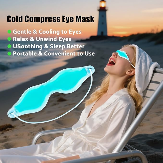 2 PCS Cooling Eye Mask, Reusable Cold Eye Mask for Hot Cold Treatment for Eye Strain, Eye Swelling, Eye Redness, Puffy Eyes, Dark Circles, Smooth Fine Lines, and Eye Recover Surgery.