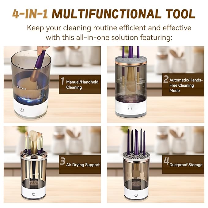 Electric Makeup Brush Cleaner - Efficient Electric Makeup Brush Cleaner Machine for Thorough Brush Cleaning, Ideal for Makeup Artists & Enthusiasts (xx-Large)