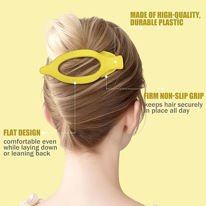 Flat Hair Clips for Women - 6 PCS French Flat Claw Clips Medium Hair Clips for Girls Large Hair Claw Clips for Thick or Thin Hair Strong Hold No Slip Hair Accessories for women (Yellow)