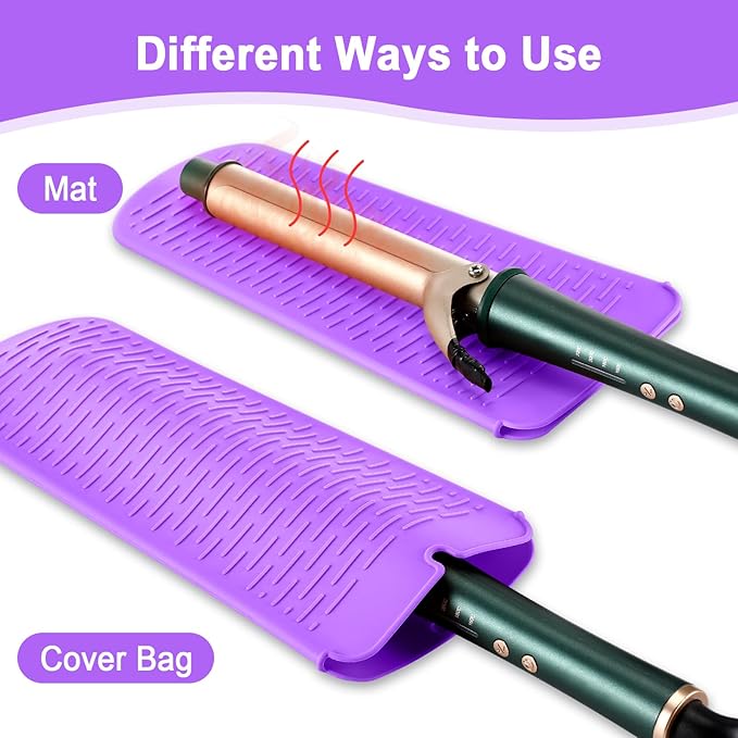 Shappy 2 Pcs Heat Resistant Hair Tools Bag Curling Iron Travel Case Cover Neoprene Flat Iron Holder Travel Case and Silicone Mat Pouch for Hot Hair Tools Storage Organizer(Starry Sky)