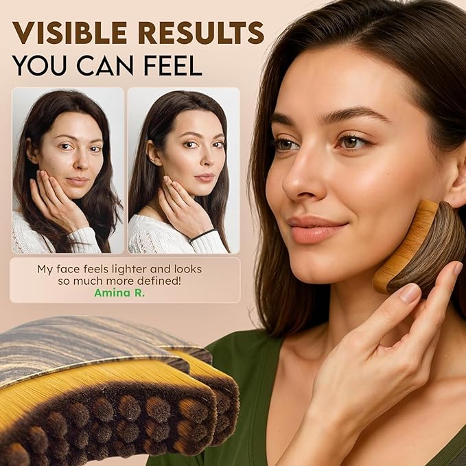 Lymphatic Contour Face Brush,Dry Lymphatic Contour Face Brush Soft Set,Lymphatic Drainage Massager for Face,Chin & Neck Relaxation,PortableBeauty Tool with Travel Case.（1PCS）
