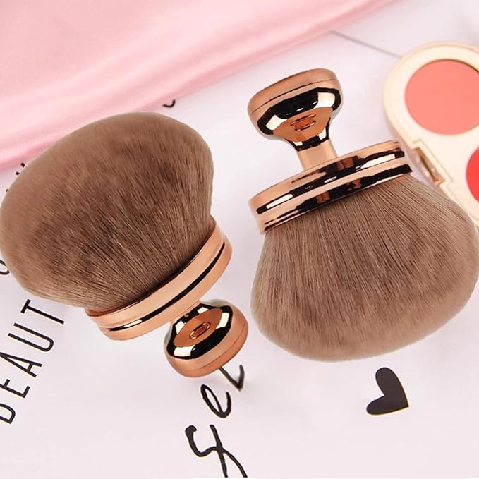 2pcs Extra Large Body Makeup Brush For Self Tanner, Self Tanner Applicator Foundation, Oval Self Tanning Blend Brush Kabuki Brush, Tan Legs Arms Face Body (Rose Gold)