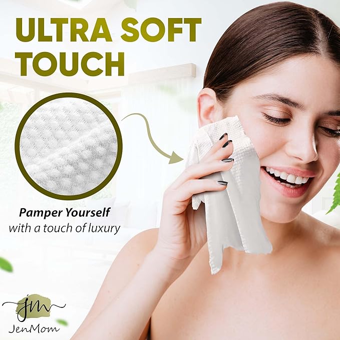 Disposable Face Towels – 50 XL 10” x 12” Biodegradable Dry Wipes for Sensitive Skin | Soft, Lint-Free, Fragrance-Free & Vegan Facial Cleansing Towels | Chemical-Free Makeup Remover Wipes