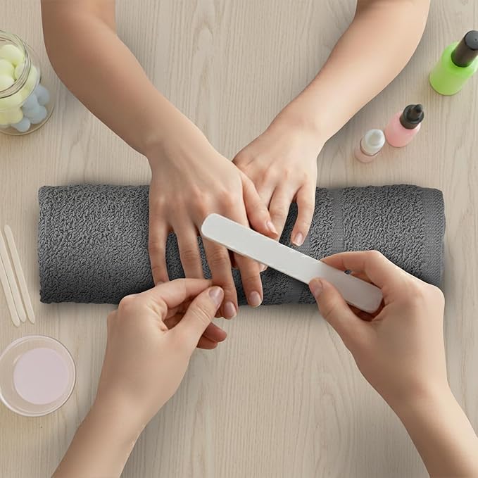 Hand Towels (Pack of 24) Grey Economy Salon Towels - 100% Cotton Spa Towel – 16 x 27 Inches Highly Absorbable, Facial, Gym, Hair Towels Face Towels Bulk