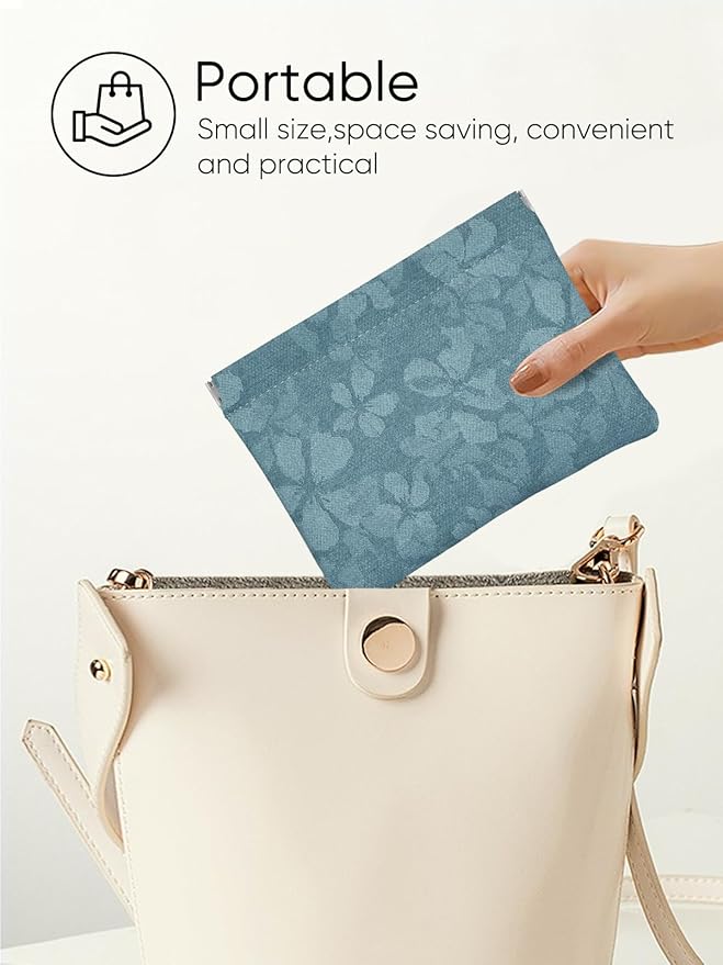 Flower Light Blue PU Leather Makeup Pouch Set for Women Floral Small Make Up Bag for Purse Waterproof Initial Makeup Cosmetic Bags Pouches for Purse Aesthetic Travel Toiletry Bag,