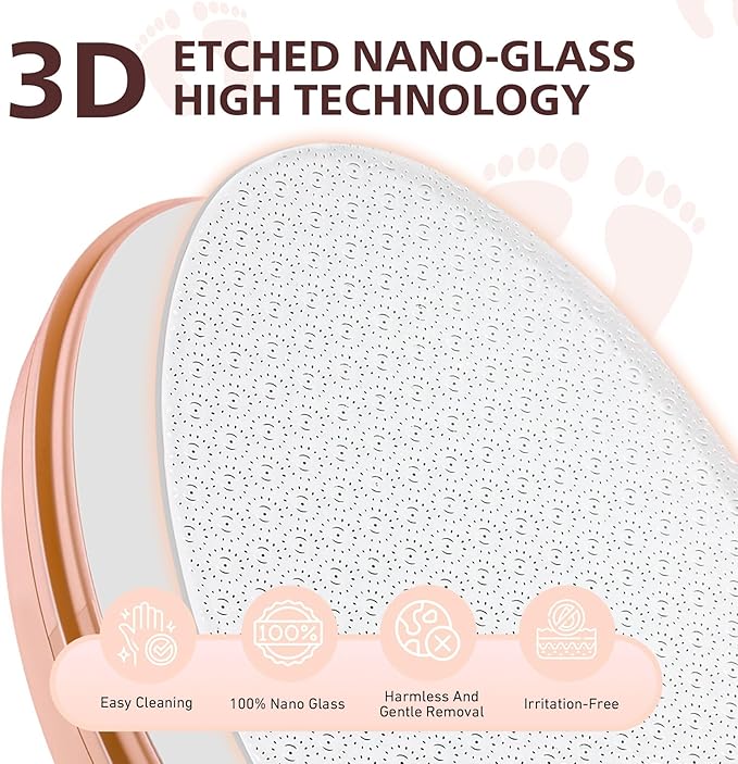 BALUCA Glass Foot File Callus Remover for Feet - Nano Glass Foot Scraper Scrubber Dead Skin Removal for Cracked Heels,Professional Pedicure Tool for Home, Salon, and Travel (Apricot)