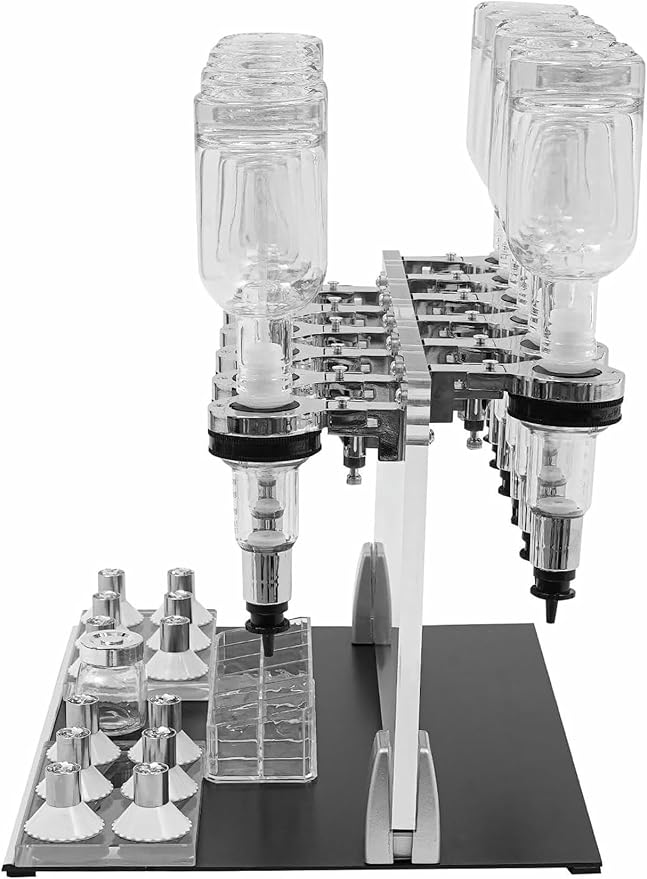 12-Bottle Manual Perfume Dispenser - Desktop Liquid Filling Machine Kit for Salon, Studio, Bar & Store - Efficient Liquid Transfer Tools for Fragrance and Cosmetic Use