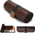 Men's Toiletry Travel Bag, Bathroom Bag For Traveling，Large 21-Inch Roll-Up Dopp Kit, Waterproof PU Leather Compact Organizer for Shaving & Bathroom Essentials