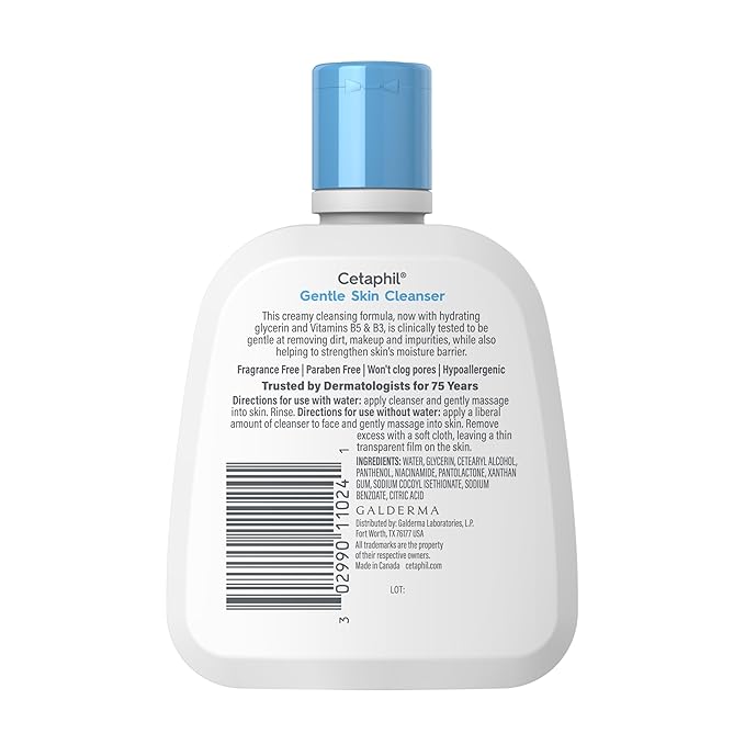 Cetaphil Face Wash, Hydrating Gentle Skin Cleanser for Dry to Normal Sensitive Skin, 4 oz 3 Pack, Fragrance Free, Soap Free and Non-Foaming