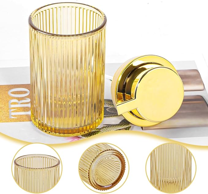 Foaming Soap Dispenser, 12 Oz Amber Glass Foam Hand Soap Dispenser, Refillable Glass Foam Pump Bottle Container Decorative Slim Ribbed Bottle for Bathroom and Kitchen