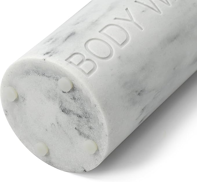 Resin White Marbled Body Wash Engraved Bottle Refillable Pump Dispenser, Durable Waterproof Construction for Bath, Shower - Resin White Marble - Matte Black Pump