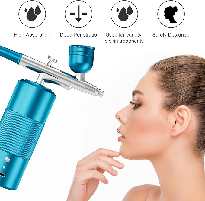 Airbrush Kit Portable Airbrush Air Brush Kit with Air Compressor Airbrush for Nails Airbrush Compressor High Pressure Nail Airbrush Machine Handheld Mini Air Brush Kit (blue)