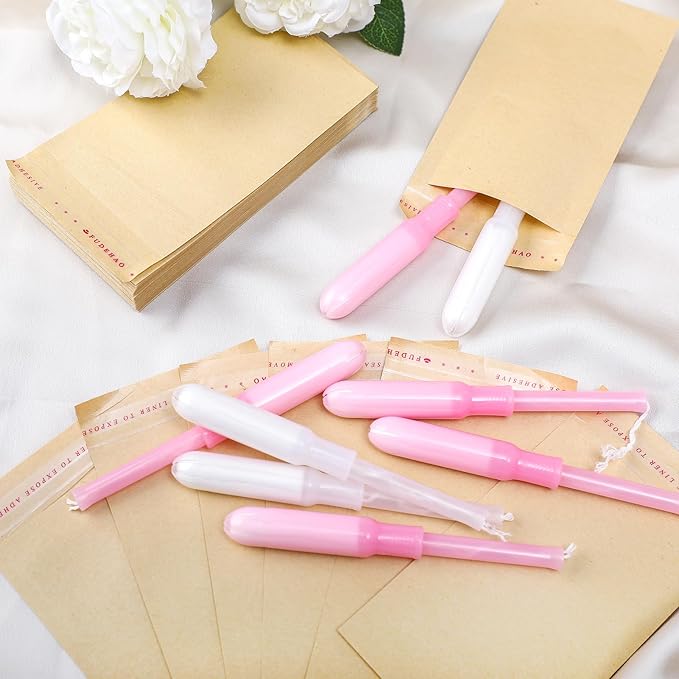 200 Pcs Tampons Disposal Bags Sanitary Napkin Disposal Bags Bulk Feminine Hygiene Disposal Bag Bulk Kraft Tampons Bag for Feminine Products with Self Adhesive for Women Girls, 5.91" x 3.15"