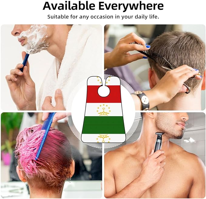 Flag Of Tajikistan Print Beard Bib Apron For Men, Beard Hair Catcher For Men Shaving Trimming,Beard Cape Cloth