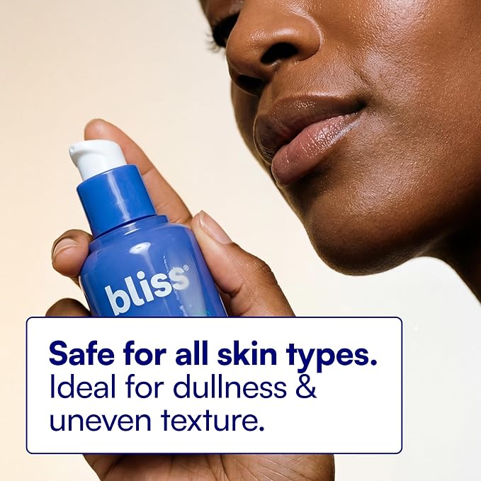 Bliss Renew & Smooth Night Serum – Glycolic Acid + Polyhydroxy Acid Exfoliating Serum – Resurfaces Skin, Smooths Texture & Brightens Tone Overnight – 1 Fl Oz
