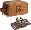 Janhavi Large Personalized Toiletry Bag for Men, Beach Vacation Travel Essentials, Waterproof Toiletry Bag with Hook, Laser Engraved Initials & Mountain, Birthday Gifts For Him (Brown B)