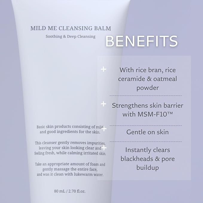 DUEM Mild Me Cleansing Balm for face – Transforming Daily Cleanser for Sensitive Skin, Balm-to-Foam Face Wash, PH Balancing, Hydrating Rice Extract, Korean Skincare, 2.70 Fl.Oz/ 80ml