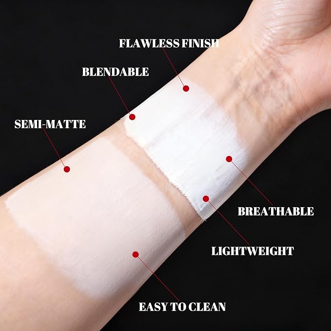 White Liquid Foundation, Waterproof Full Coverage Foundation Mixer, White Base with Makeup Mixing Palette for Goths SFX & Daily Makeup.