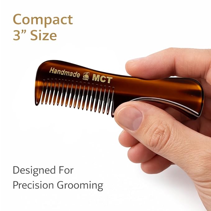 GENTS Mustache and Beard Styling Comb, pocket sized (Tortoise Shell, 3 Pack)