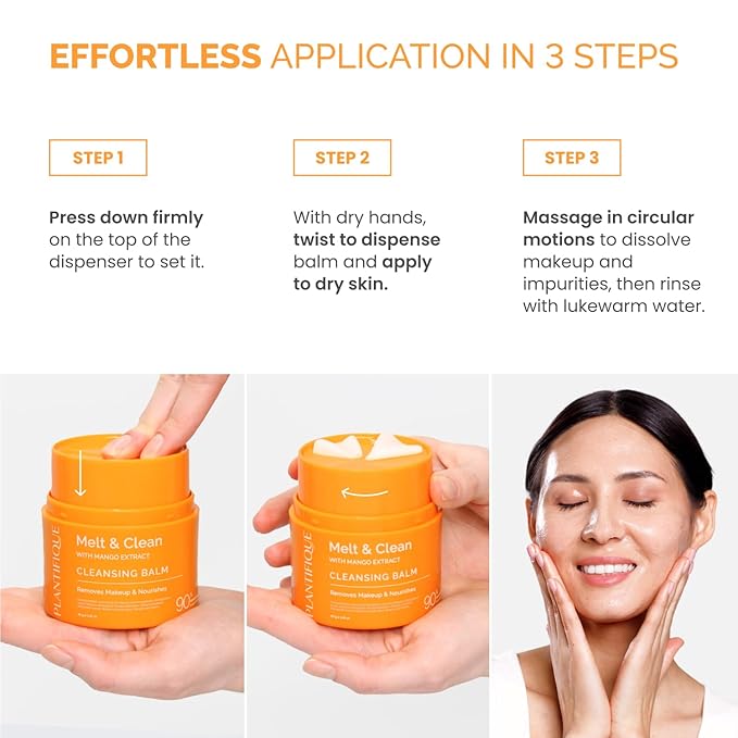 PLANTIFIQUE Korean Cleansing Balm – Hydrating Makeup Remover with Hyaluronic Acid & Ceramides – Oil Based Face Cleanser - Removes Waterproof Makeup & Sunscreen, Balsamo Desmaquillante 1.41 oz / 40g