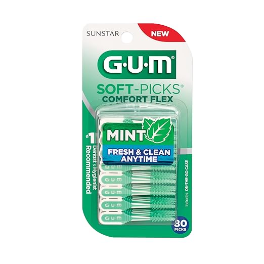 GUM Soft-Picks Comfort Flex, Mint, Dental Picks for Teeth Cleaning Health, Disposable Interdental Brushes with Convenient Carry Case, Dentist Recommended, 80 Count (Pack of 4) 320 Total