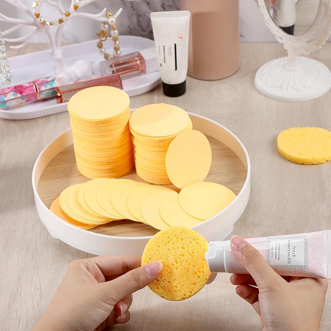 150 Pcs Compressed Facial Sponges Natural Cosmetic Spa sponges 2.5 Inch for Women Facial Cleansing Exfoliating Mask, Makeup Removal Pads