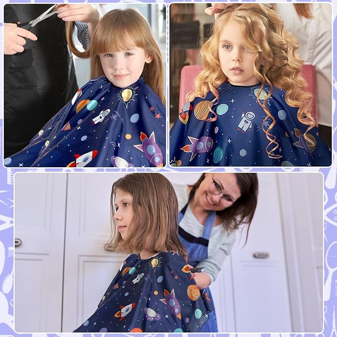 FEBSNOW Kids Hair Cutting Cape, Professional Kids Barber Cape Cartoon Pattern Apron with Adjustable Closure for Children Salon Barber Supplies