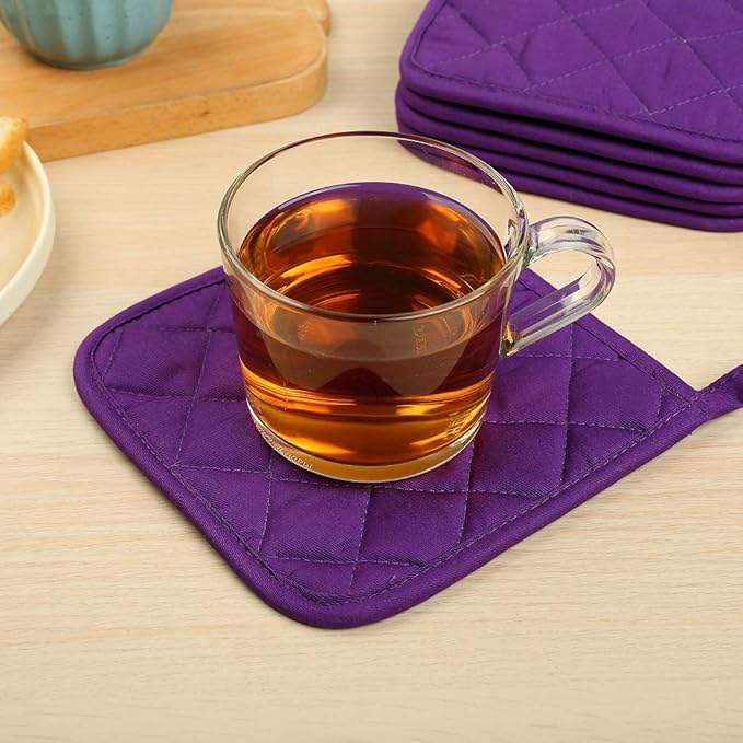 6 Pack Potholders Kitchen Pot Holders Set,Cotton Pot Holders for Kitchen 7 inch hot Pads,Heat Resistant Hot Pads for Cooking and Baking Grape