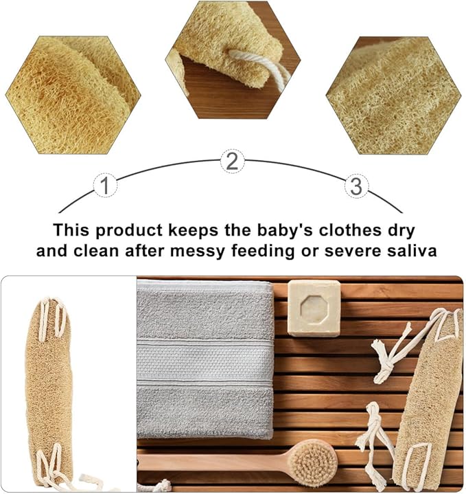 Back Scrubber Strap Natural Loofah Bath Body Scrubber Exfoliating Wash Band for Shower Bathing, Double-Sided Back Cleaner Suitable for Men and Women