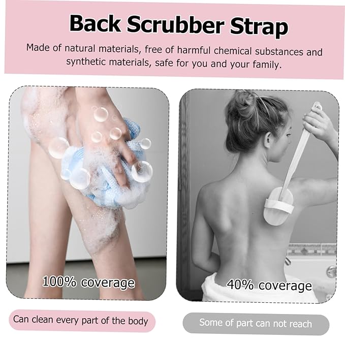 Portable Back Bath Towel Double-sided Exfoliating Shower Scrubber Straps for for Deep Cleaning Back Neck and Shoulders
