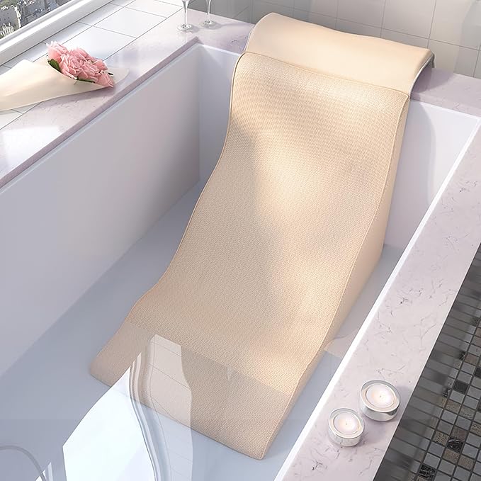 Ergonomic Luxury Bathtub Pillow, Bathtub Pillow Machine Headrest for Soaking & Straight Back Tubs - Bath Accessories