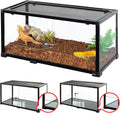 OiiBO 50 Gallon Glass Reptile Terrarium 36" x 18" x 18", 2 in 1 Reptile Habitat Terrarium with Front Sliding Doors Screen Ventilation for Lizard Gecko Tortoise