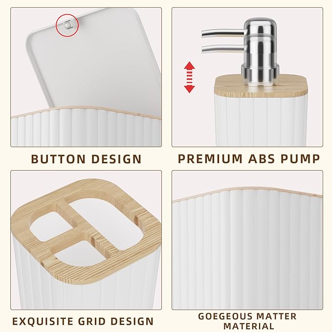 Bathroom Set - 25PC White Bathroom Set with Shower Curtain and Rugs, Bathroom Accessories Set, White Shower Curtain Set with Bathroom Trash Can