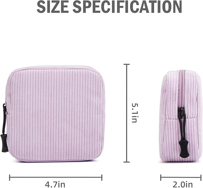 Small Makeup Bag for Purse,Mini Cosmetics Bag cute Zipper corduroy Cosmetic Pouch Storage Pouch Travel Toiletry Organizer for Women Girls(Purple)