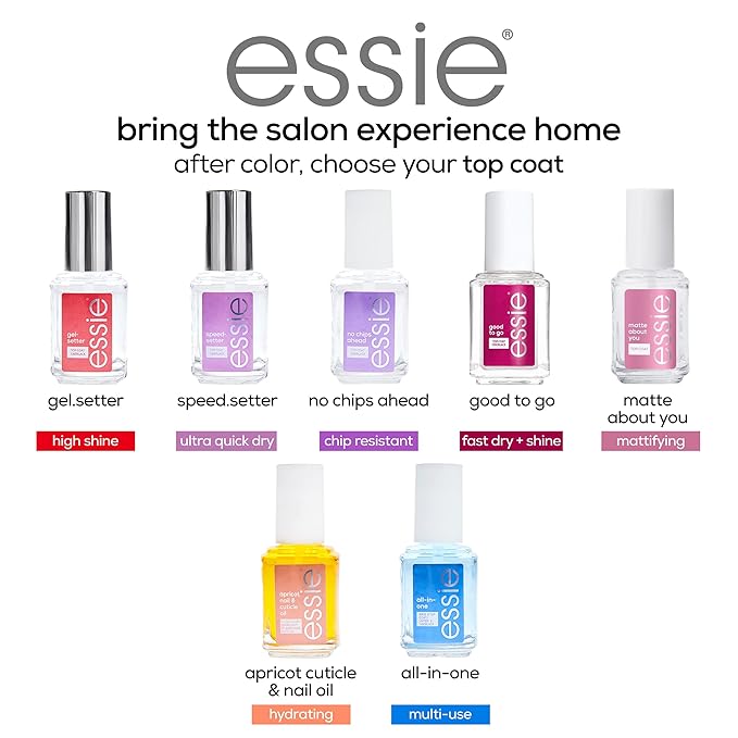 essie Good to Go Top Coat, Fast Dry + Shine Nail Polish, 0.46 Ounces (Packaging May Vary)