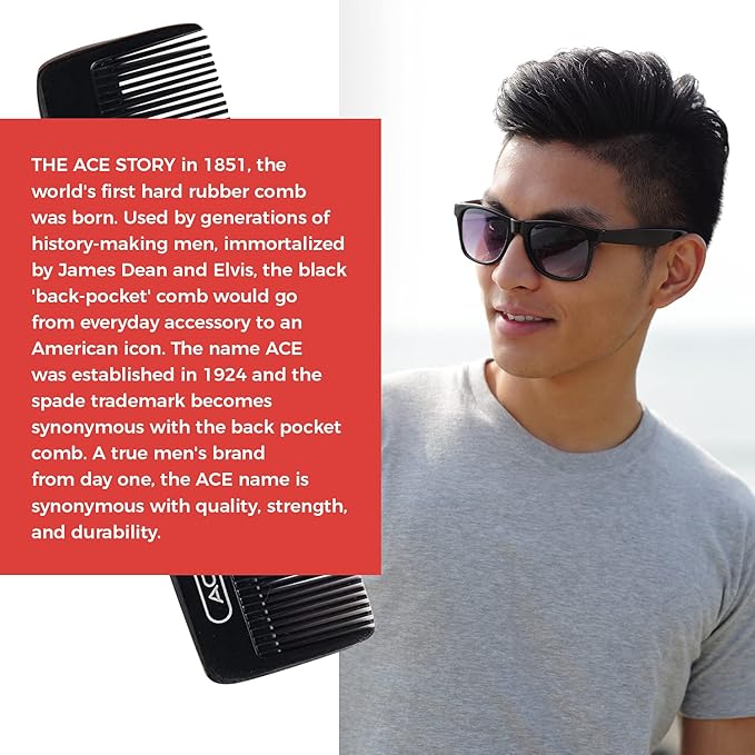 Goody Ace Classic Bobby Pocket and Purse Comb - 5 Inch, Black, Durable & Flexible Teeth, Suitable for All Hair Types, Fine Comb Teeth for Thin to Medium Hair