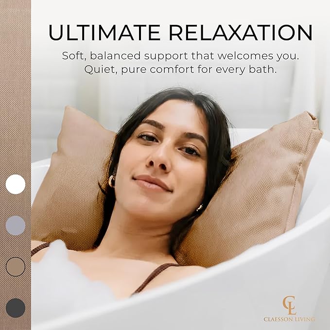 Luxury Bath Pillow for Tub - Thick and Comfortable Bathtub Pillow Support for Head and Neck and Back - Washable Quick-Drying Bath Pillows - Bath Cushion for Home Spa - Fits Any Bathtub - Sand