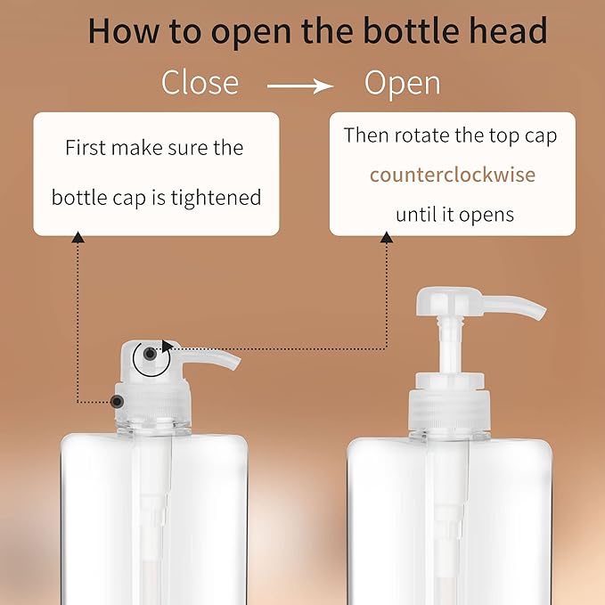 Pump Bottle Dispenser 22oz/650ml Jansburg 2Pack Refillable Square Plastic Lotion Dispenser Empty Lotion Pump Bottle for Essential Oil Lotion, Shampoo, Bathroom Travel Clear