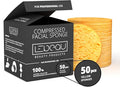 LeBeau Compressed Facial Sponges, Face Sponges for Cleansing, 100% Natural Cellulose Facial Sponge, Professional Spa Quality Face Sponge (50 Counts, Yellow)