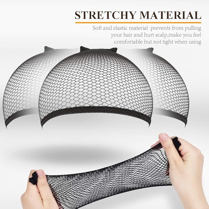 MORGLES Mesh Wig Cap for Women Men, 6PCS Hair Net for Wig Closed End, Brown, Beige, Black
