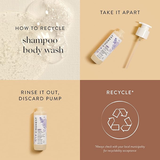 The Honest Company 2-in-1 Cleansing Shampoo Body Wash Gentle for Baby, Naturally Derived, Tear-free, Hypoallergenic, Lavender Calm, 18 fl oz