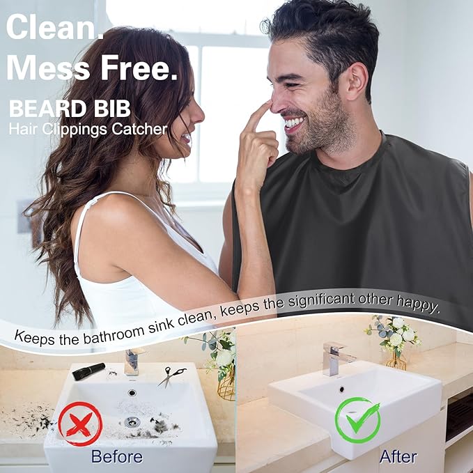 Beard Bib Apron, Adjustable Beard Trimming Hair Catcher, Christmas Gift for Dad