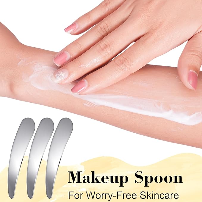 6PCS Mini Metal Face Mask Spatula, Stainless Steel Skincare Spatula, Reusable Cosmetic Spatulas for Blending and Sampling Plant Masks, Skin Care Creams, Eye Cream, Essences (2 Styles)
