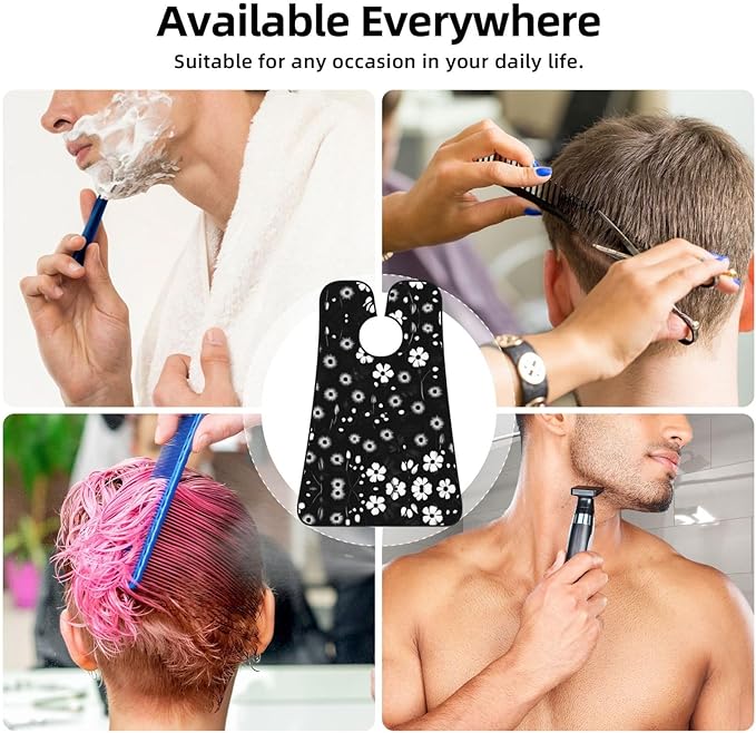 Black And White Marble Texture Print Beard Bib Shaving Apron, Beard Hair Trimming Cape Gift For Dad
