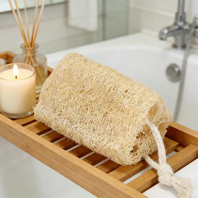 Natural Loofah Sponge Organic Loofa Set 6 Pack,Exfoliating Body Scrubber Shower Luffa Men and Women for Bath Cleaning Skin Back and Face Eco Tool