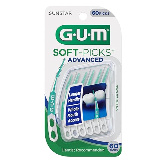GUM Soft-Picks Advanced, Dental Picks for Teeth Cleaning and Gum Health, Disposable Interdental Brushes with Convenient Carry Case, Dentist Recommended Dental Picks, 60 Count (Pack of 3) 180 Total