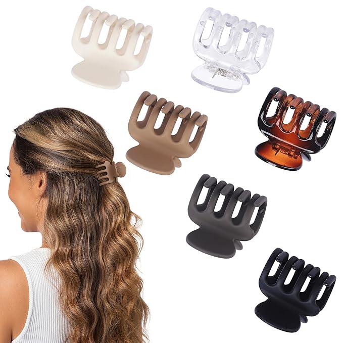 6 Pcs Hair Clips Small Claw Clips for Thin Hair Medium Matte Non-slip Hair Accessories for Women and Girls (Transparent)