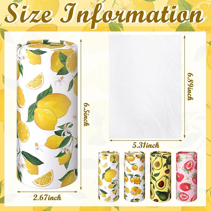 Zonon 8 Pcs Car Tissues Holder Round Box with Facial Tissue Bulk Fruit Multicolor Car Tissues Cylinder with 50 Sheets Face Towel Fit for Cube Boxes Christmas Round Tubes Cup Holder Container Travel