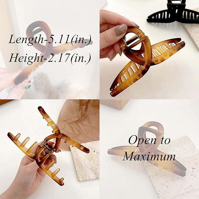 Large Hair Claw Clips Big Butterfly Hair Clips for Women Gradient Matte 5.11" Large Claw Clip Oversize Hair Clip for Women and Girls Hair Accessories for Long Thick Hair 4 Pcs